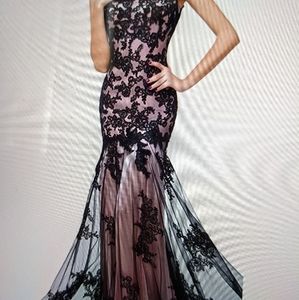 Black and Pink Formal Mermaid Gown